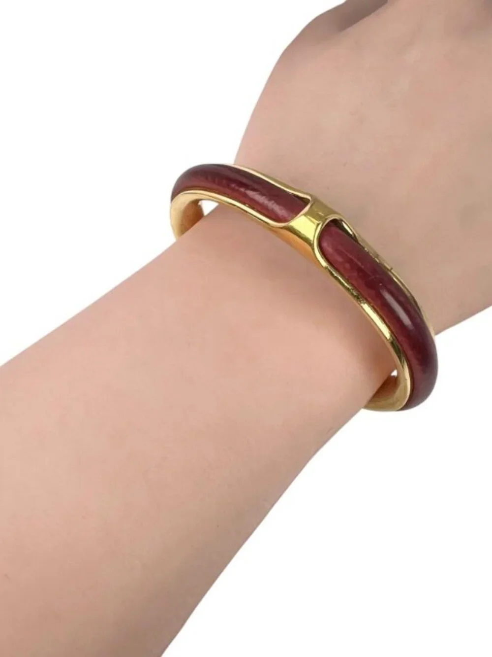 Hermes Metal Red Bracelet Bangle Gold - Picture 4 of 8